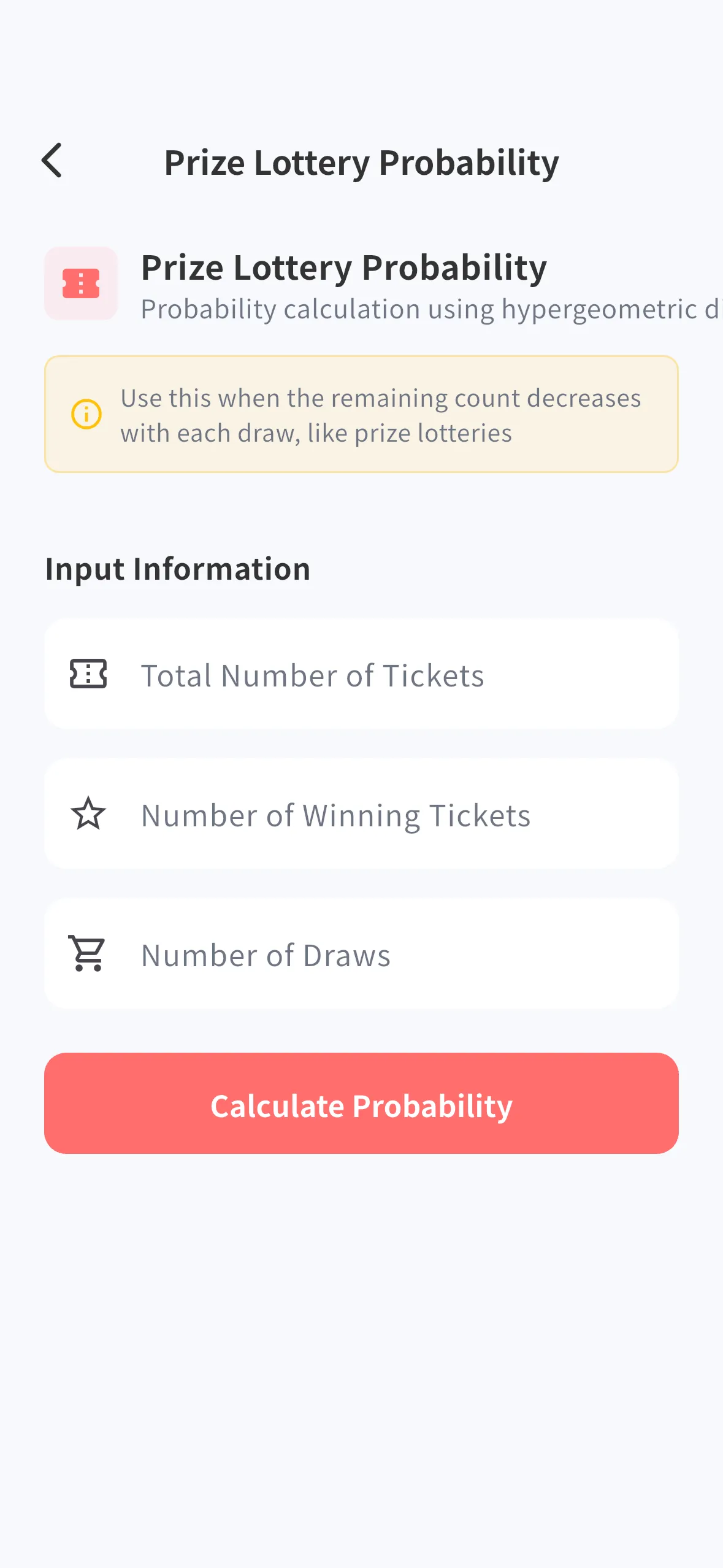 Lottery probability calculation using hypergeometric distribution